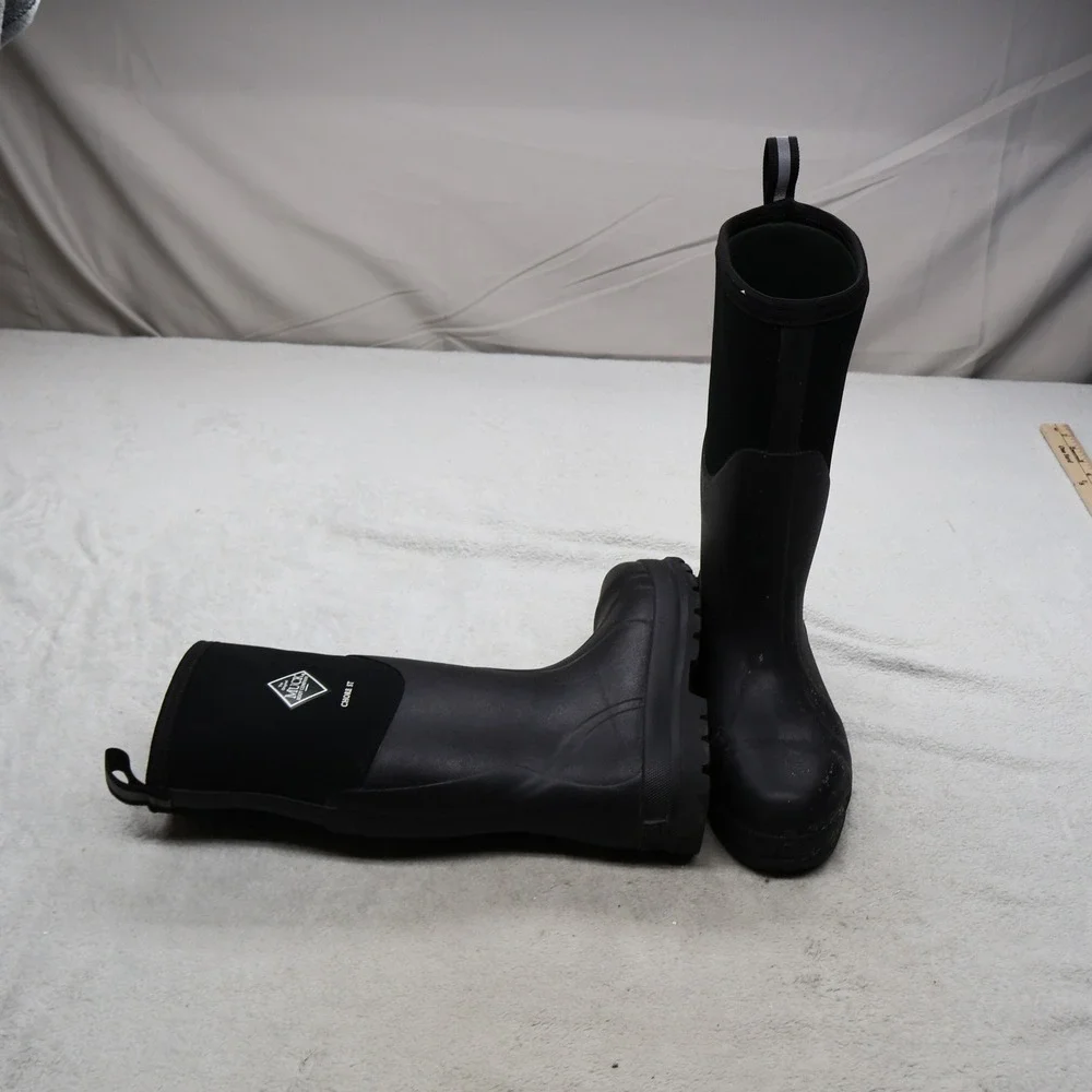 Muck Men 6M Rain Boots Black Rubber Chore Tall Steel Toe Work Waterproof Utility